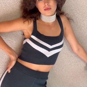 Biliblond Swimwear Grace Knit Tank Top Green White